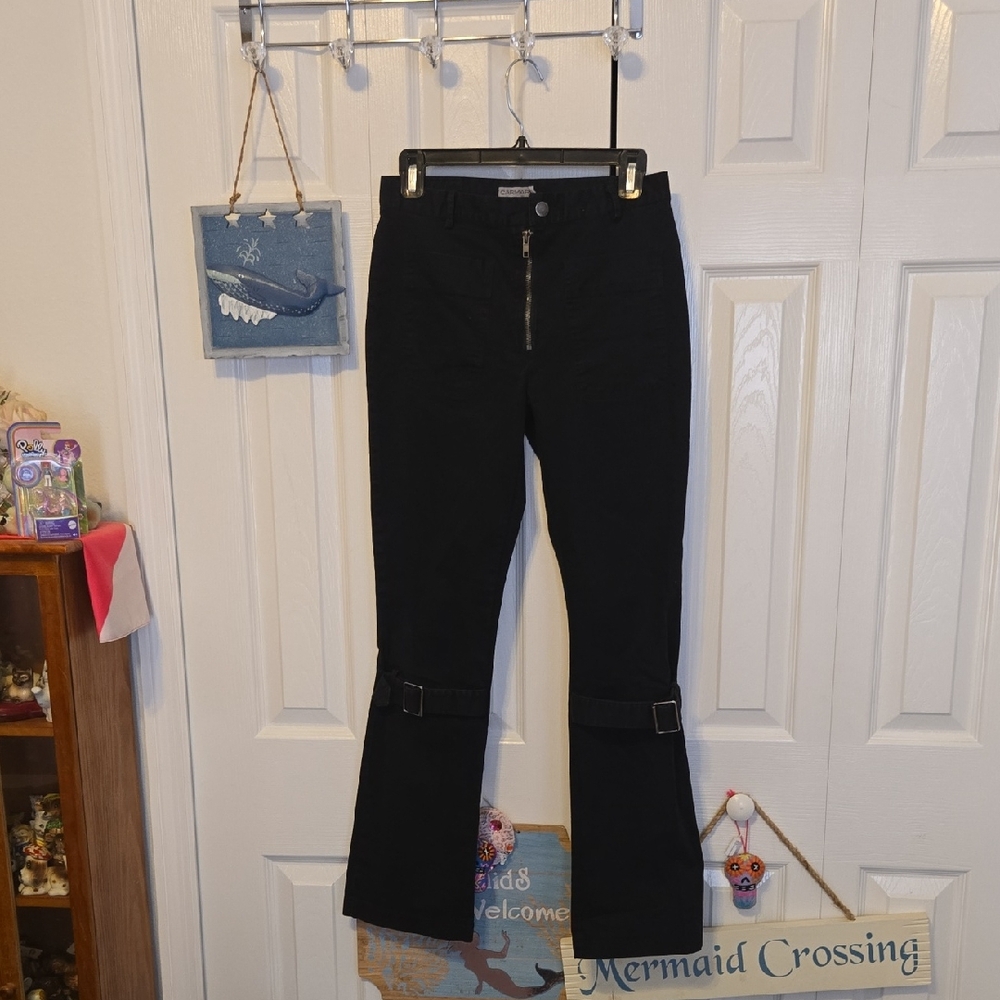 Carmar Black Pants with Buckle Accents